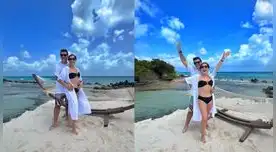 Natalia Salas y su esposo en aruba