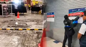 Cae parte del techo de Metro de Plaza Lima Sur.