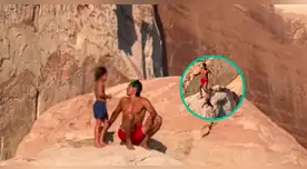 Padre aventurero da dramática lección de vida a su hijo arrojándolo desde un acantilado para enseñarle coraje