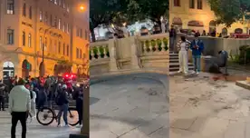 Jóvenes grabaron el preciso momento del brutal asesinato del joven venezolano en Plaza San Martín frente a su hija