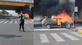 Automóvil se incendia en plena avenida Universitaria: chofer habría recargado GLP en lugar de GNV por escasez