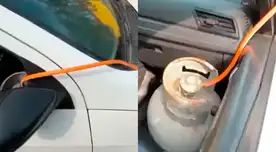 Taxista instala balón doméstico en su auto para movilizar su auto y genera indignación