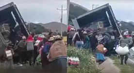 ¡Se llevaron todo! Camión sufre despiste y vecinos terminan con la mercadería en minutos