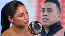 Pamela Franco reacciona al gol de Christian Cueva y él tiene frío gesto.