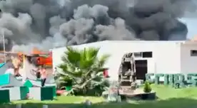 Gigantesco incendio consume la Escuela Técnico Superior de la Policía en Puente Piedra.