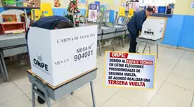 ONPE desmiente tercera vuelta presidencial entre Keiko Fujimori y Roberto Sánchez.
