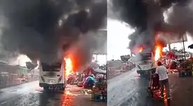 Bus se incendia cerca de estación Caquetá y genera caos vehicular en plena hora punta en SMP. Bus se incendia cerca de estación Caquetá y genera caos vehicular en plena hora punta en SMP.