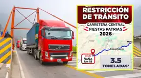 La medida rige para camiones de más de 3.5 toneladas que circulen entre el kilómetro 19, en Ñaña, y el kilómetro 145, en el centro poblado de Pucará.