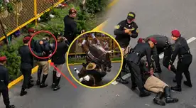 Asistentes al Desfile Militar captaron al efectivo cuando era auxiliado por personal de la PNP, quien posteriormente se retiró caminando, pese a presentar dificultades para hacerlo.