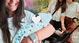 Cati Caballero presenta a su primer nieto. Cati Caballero presenta a su primer nieto.