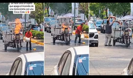 Hombre apaga incendio de una motocicleta con Coca-Cola y en TikTok reaccionan: "Mejor que el agua"