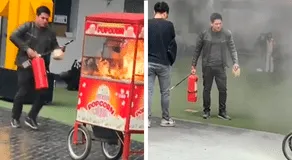 Estudiante de la UPN se llevó el protagonismo tras apagar incendio en carrito de popcorn: “Pensó y actuó”