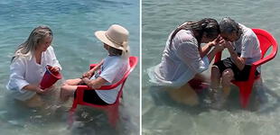 Nieta lleva a su abuela por primera vez al mar y su reacción enternece a usuarios: “Te amo más allá del infinito”