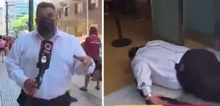 Periodista se desmaya en vivo tras realizar enlace desde un centro COVID-19 [VIDEO]