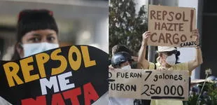 Protestan frente a sede de Repsol en San Isidro por derrame de petróleo: “Asesinos” [VIDEO]