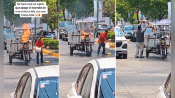Hombre apaga incendio de una motocicleta con Coca-Cola y en TikTok reaccionan: "Mejor que el agua"