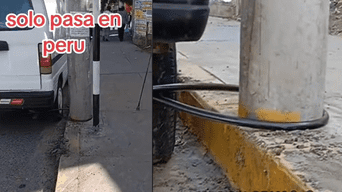 Peruano sorprende al encadenar su combi a un poste y evitar que se lo roben: escena es viral