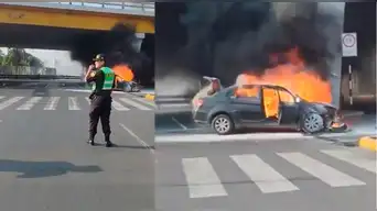 Automóvil se incendia en plena avenida Universitaria: chofer habría recargado GLP en lugar de GNV por escasez