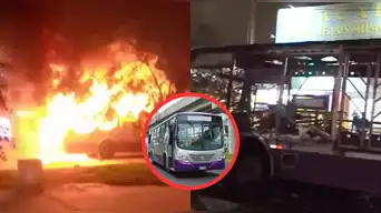 Impactante incendio en SJL: bus del Corredor Morado se prende fuego en av. Wiesse y genera caos vehicular