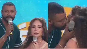 ¡Se descontroló 'Giselo'! Edson Dávila sorprende a Janet Barboza con APASIONADO BESO EN VIVO y paralizan el set de 'América Hoy'