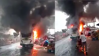 ¡URGENTE! Bus se incendia cerca de estación Caquetá y moviliza cuatro unidades de bomberos por emergencia