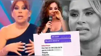 Magaly Medina tiene FUERTE reacción en vivo al ver los CHATS PRIVADOS donde Ethel Pozo la 'INSULTA': "Eso lo sacan las b..."