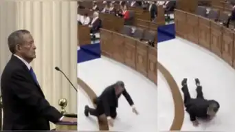 ¡En plena juramentación! Senador de Renovación Popular Absalón Vásquez sufrió aparatosa caída durante la ceremonia