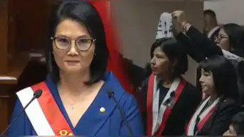 Keiko Fujimori y su reacción de disgusto en pleno Congreso al retiro de la oposición durante su discurso de toma de mando