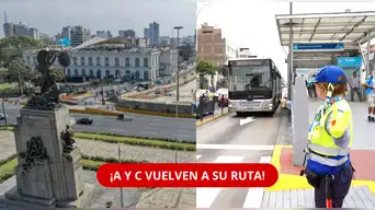 ¡YA VUELVEN A SU RUTA! Servicios A y C del Metropolitano retoman recorrido tras obras en plaza Ramón Castilla