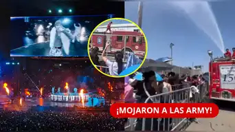 ¡LAS ARMY TERMINARON EMPAPADAS! Bomberos LANZAN AGUA a fans de BTS que esperaban ingresar a San Marcos: ¿qué pasó?