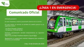 ¿SE DETIENE LA LÍNEA 1? Metro de Lima CIERRA 4 estaciones y reporta demoras: REVISA qué tramos funcionan