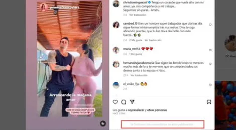 Christian Domínguez limitó sus comentarios. Fuente: Instagram.