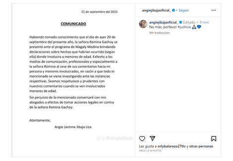 Angie Jibaja en Instagram.