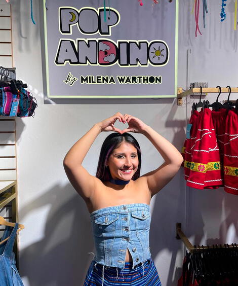 El emprendimiento de Milena Warthon es 'Pop Andino', una línea de ropa con un importante mensaje.