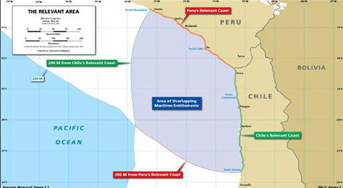 Mapa usado por la defensa peruana.