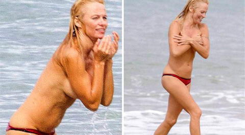 Pamela Anderson a sus 46 años se muestra en topless.