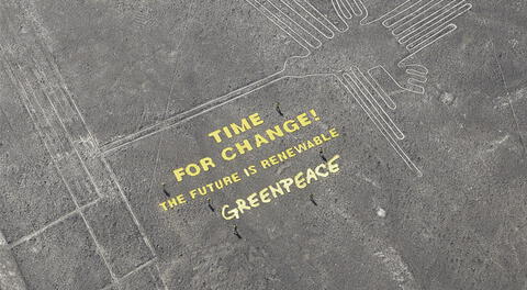 Activista de Greenpeace llegaron hasta las líneas de Nazca para enviar un mensaje a la COP 20.
