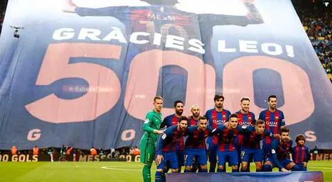 Barcelona:hinchada le rinde homenaje  a Lionel Messi  por los 500 goles