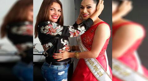 Dayana Valenzuela junto a la organizadora del Miss Perú
