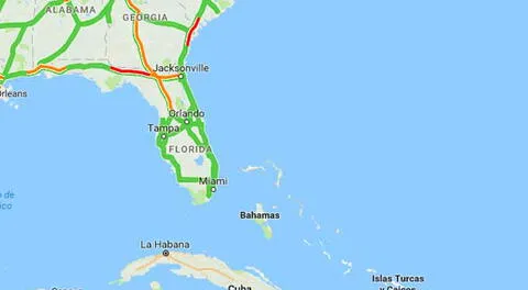 Google Maps muestra el estado de carreteras en Florida