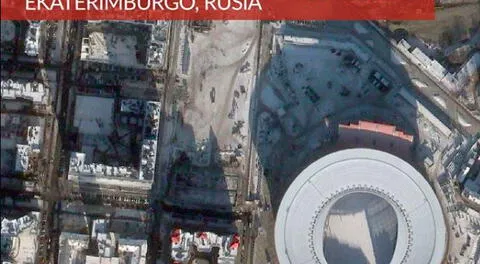 Imágenes del Satelite Peru Sat-1 que muestran estadios rusos