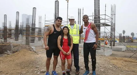 Deportistas en el avance de las obras para los Juegos Panamericanos.