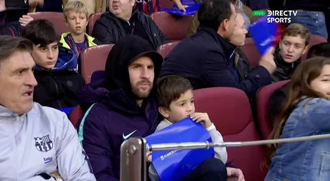 Messi llegó al estadio con su hijo Thiago