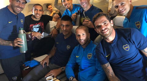 Los jugadores de Boca en pleno viaje