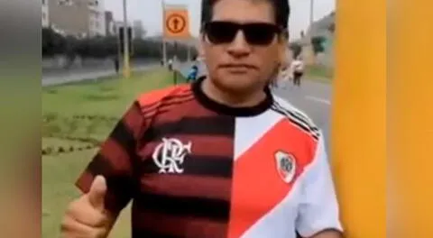 Hincha peruano mostró camiseta doble del River y el Flamengo en Copa Libertadores 2019