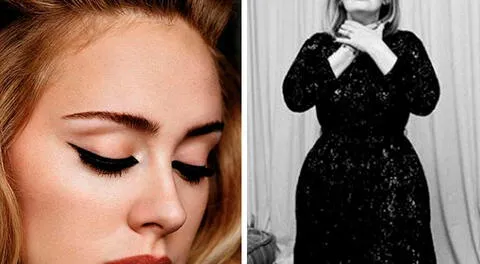 Adele sigue perdiendo peso y luce impactante en un ajustado vestido negro