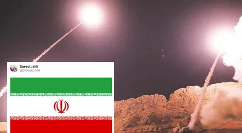 Saeed Jalili postea en Twitter una imagen de la bandera de Irán imitando la publicación de Trump 