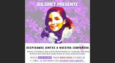 ‘SOLSIRET PRESENTE’ familiares y amigos asistirán a entierro de la activista