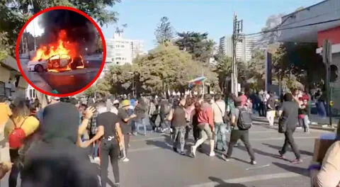 Caravineros actuaron con carros lanza agua y lanza gas para ahuyentar a manifestantes