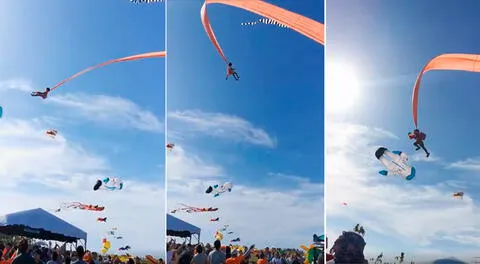 Imágenes del video viral de la niña siendo arrastrada por los fuertes vientos.